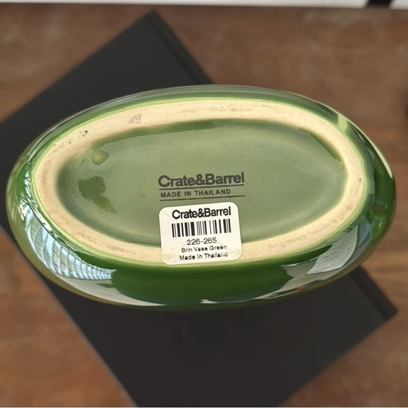 Crate&Barrel Green Ceramic Vase with Leaf Design - Picture 5 of 6